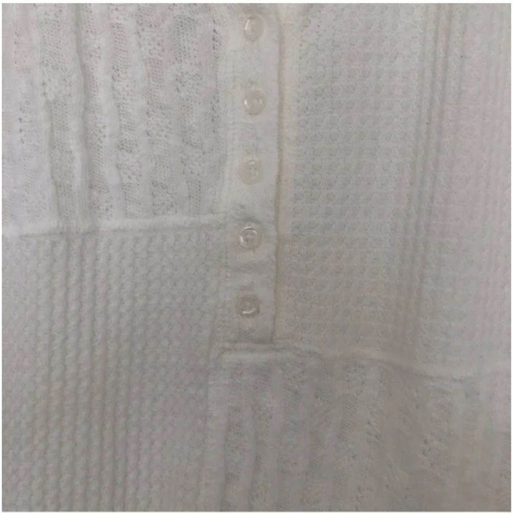 NWOT Saturday Sunday by Anthropologie Mixed Media Waffle Knit Henley Top - Picture 8 of 8